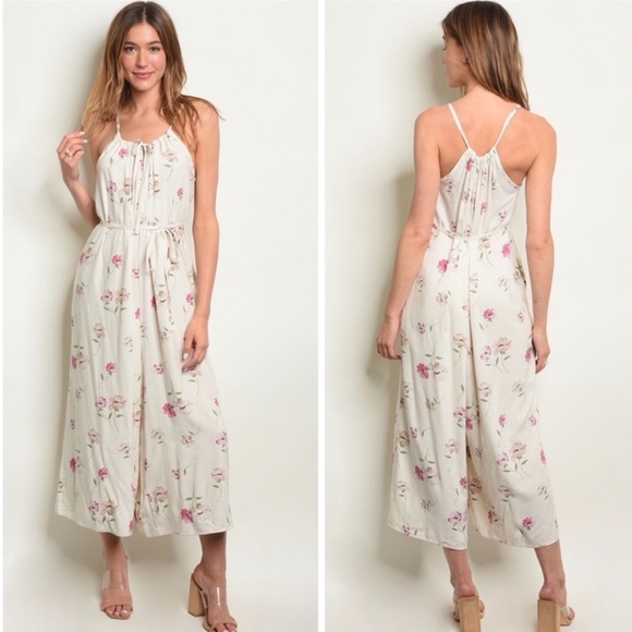 Floral Oversized Wide Leg Jumpsuit  NWT S M L - Picture 1 of 2